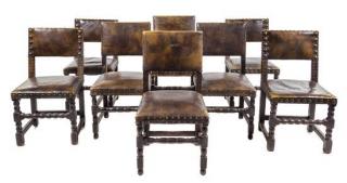 Appraisal: A Group of Eight French Renaissance Revival Oak Chairs Height