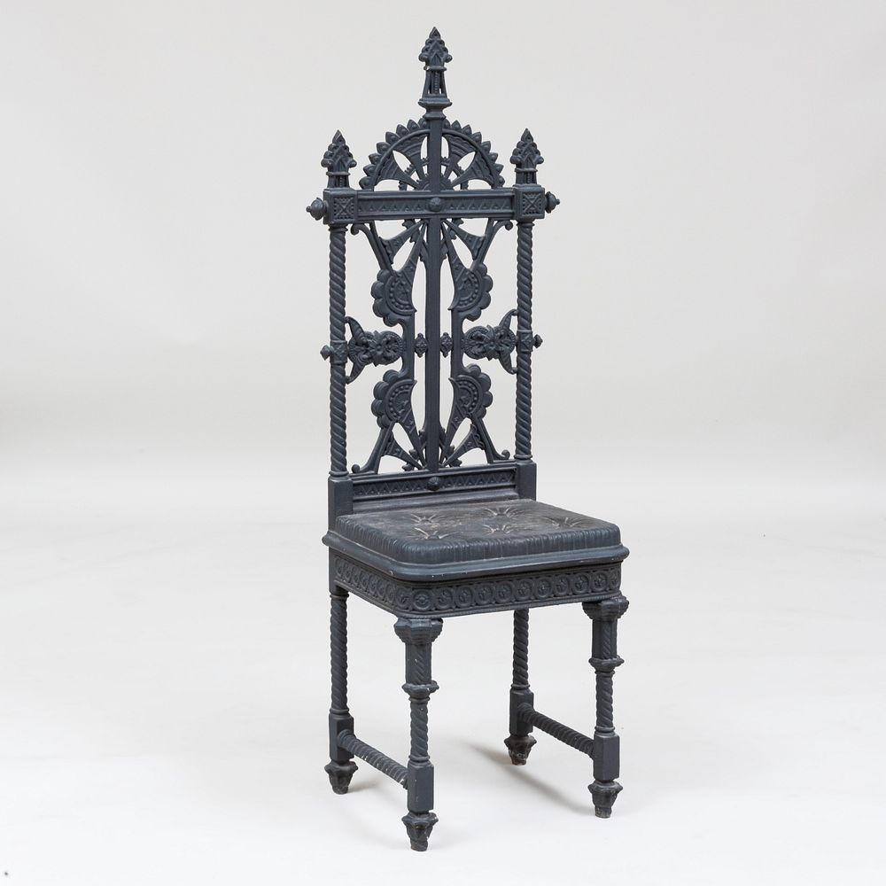 Appraisal: Christopher Dresser Grey Painted Cast Iron Tall Back Chair ft