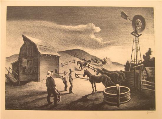 Appraisal: Thomas Hart Benton American - lithograph The Corral ed AAA