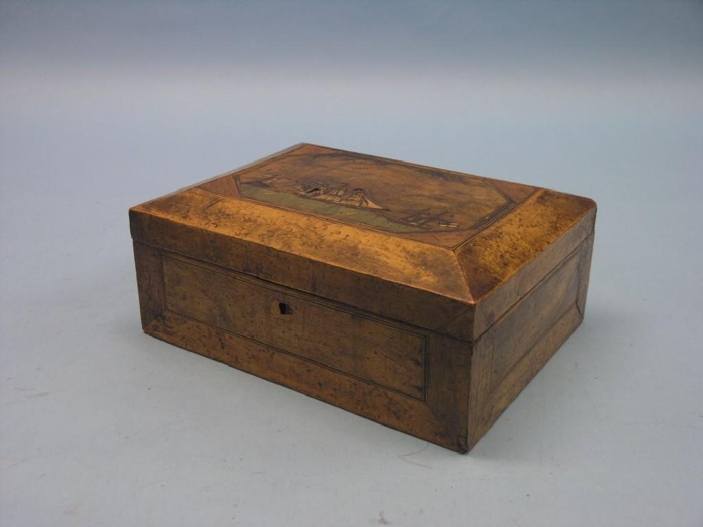 Appraisal: A th century inlaid maple work box cover inlaid with