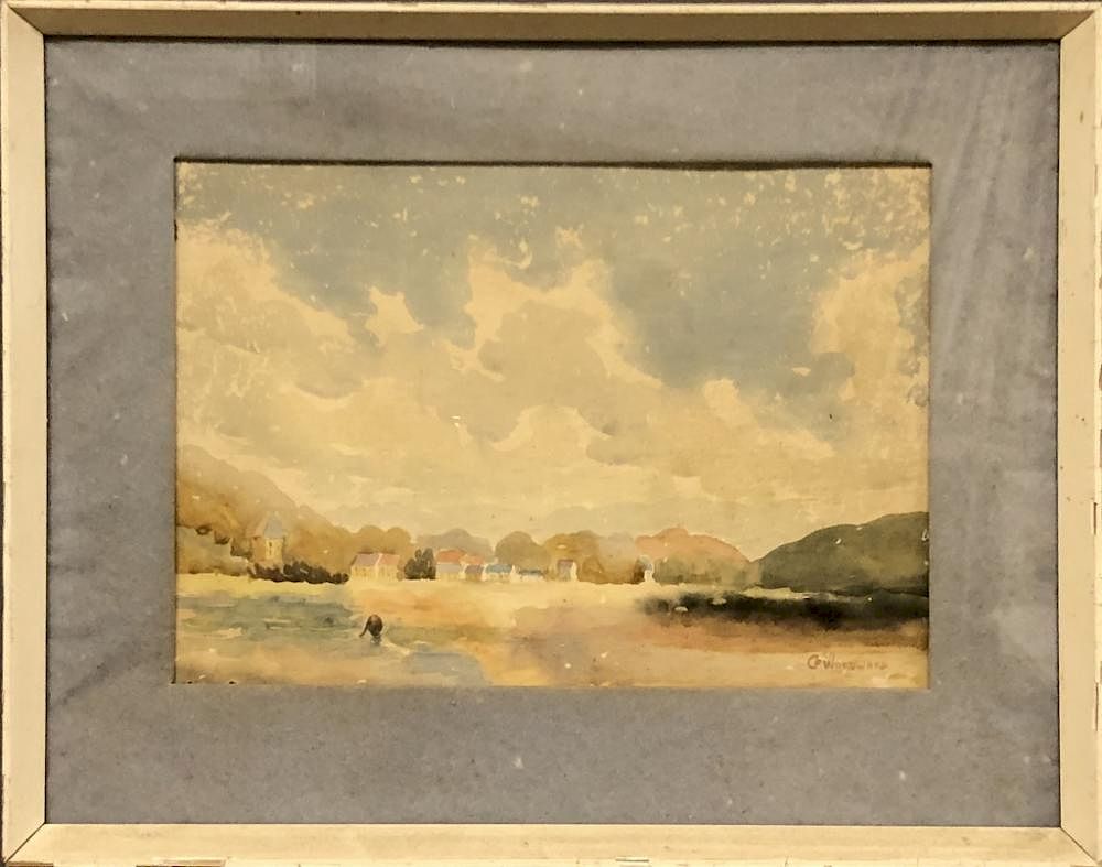 Appraisal: C F Woodward Watercolor Low Tide Framed and matted watercolor