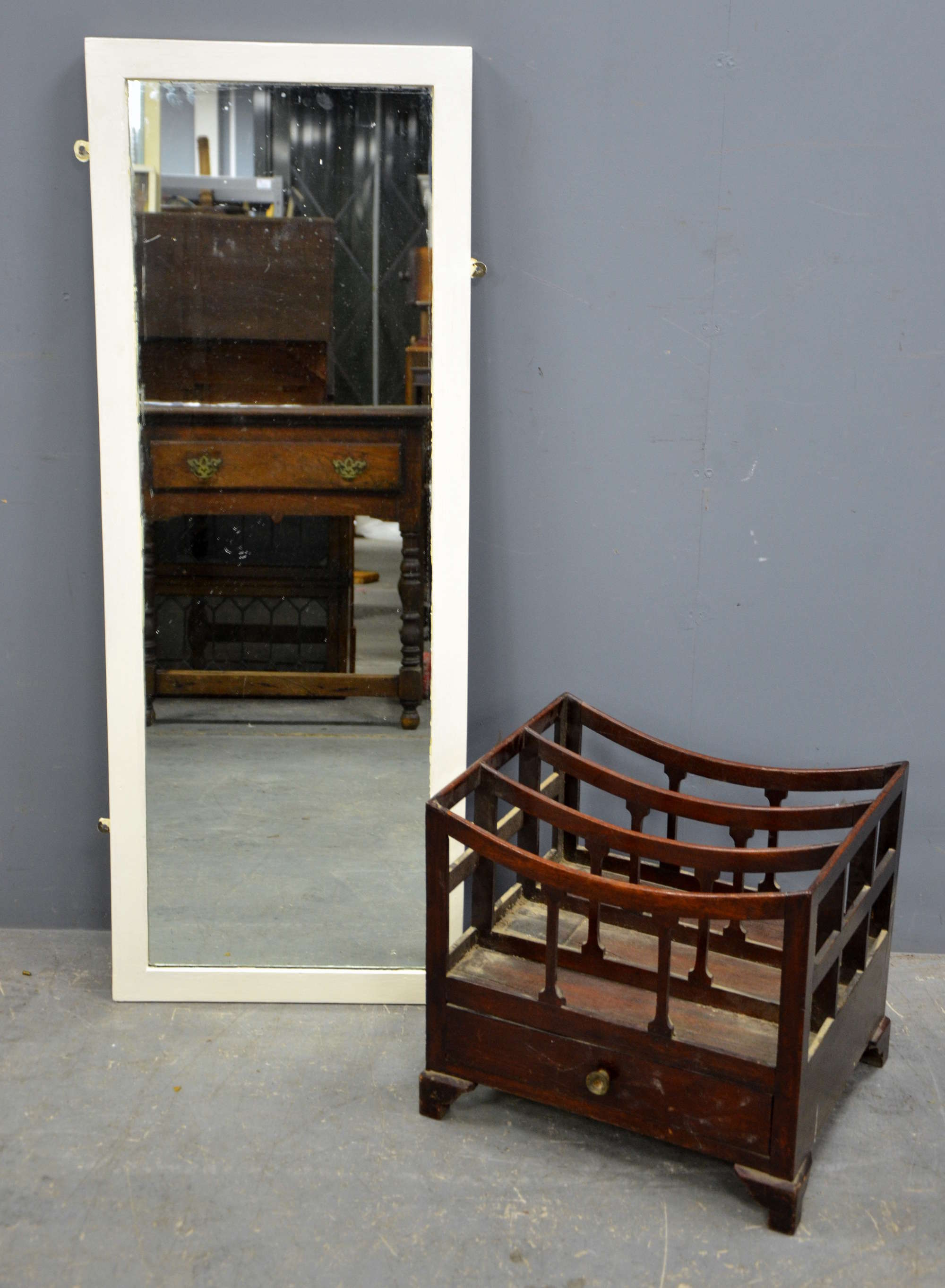 Appraisal: Mahogany Canterbury and a white painted mirror