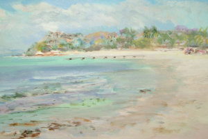 Appraisal: Irene Lesley Main Scottish b - Tropical coastal view with