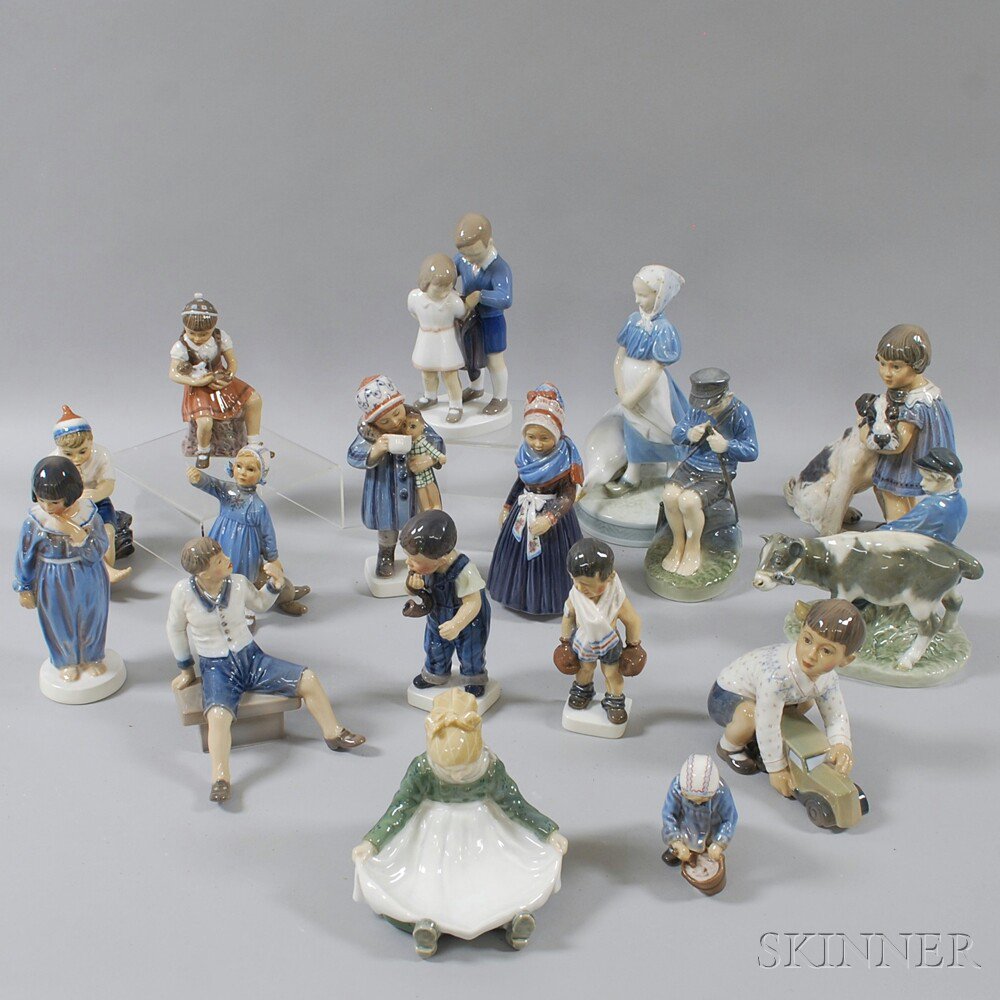 Appraisal: Seventeen Mostly Royal Copenhagen Ceramic Figures of Children th century