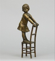 Appraisal: Unknown Artisan An unmarked brass figure of a young girl