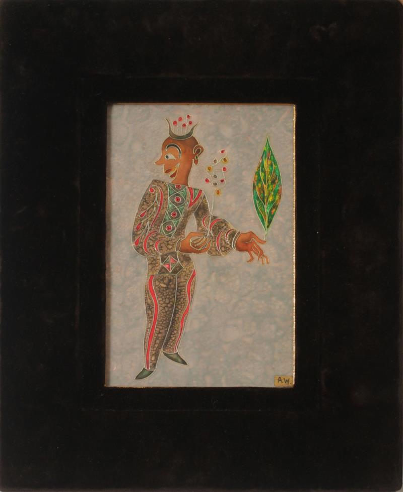 Appraisal: Group of Three Decorative Images Russian Jester Egyptian Figure and