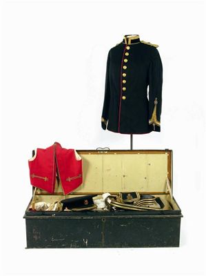 Appraisal: Military costume Including two jackets a waistcoat and a pouch