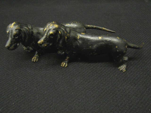 Appraisal: Austria Bronze Figurine of Two Dachshunds original paint long