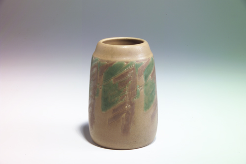 Appraisal: OVERBECK Tapered vase decorated by Elizabeth and Hannah with stylized