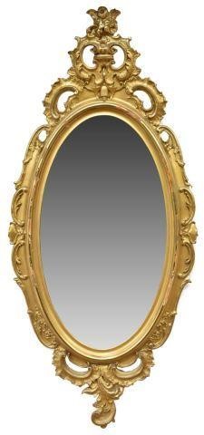 Appraisal: Louis XV style giltwood hanging wall mirror ovular having an