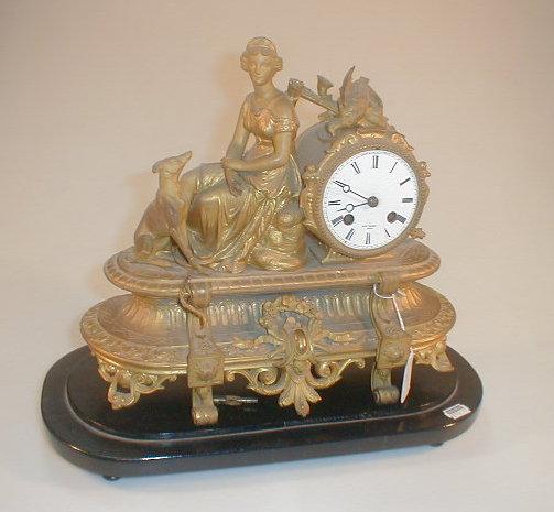 Appraisal: A late thC French gilt metal mantel clock of eight-day