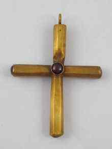 Appraisal: A yellow metal tests high carat gold cross pendant set