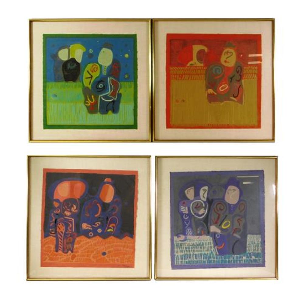 Appraisal: Jose Ortega Spanish - four embossed silkscreens from the Set