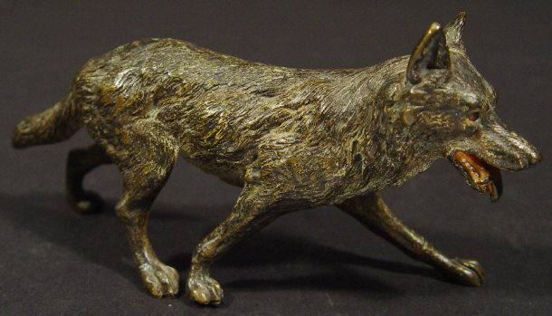 Appraisal: th Century cold painted bronze fox cm in length