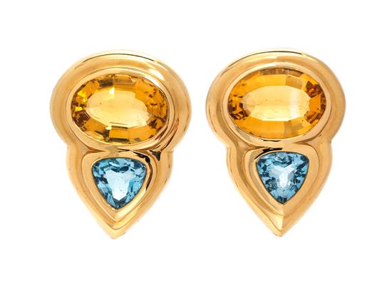 Appraisal: Sale Lot A Pair of Karat Yellow Gold Citrine and