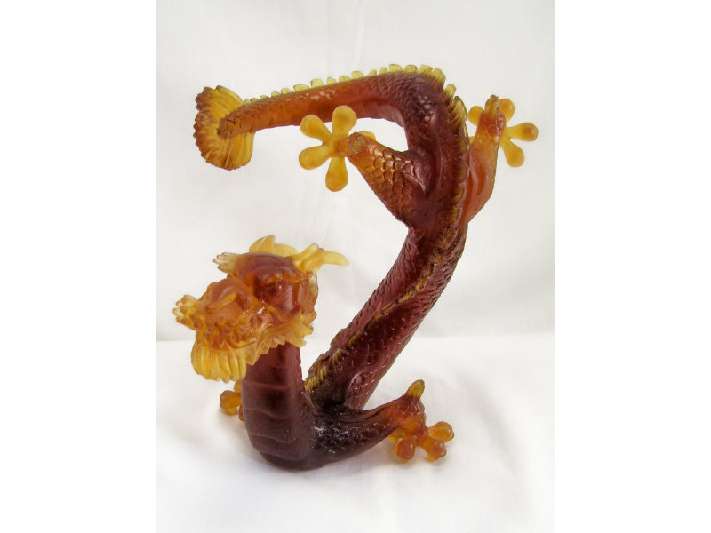 Appraisal: Daum Crystal Dragon Figure Oriental style dragon in a deep