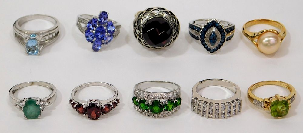 Appraisal: Sterling Silver Lady's Gemstone Fashion Rings Various Countries Contemporary Includes