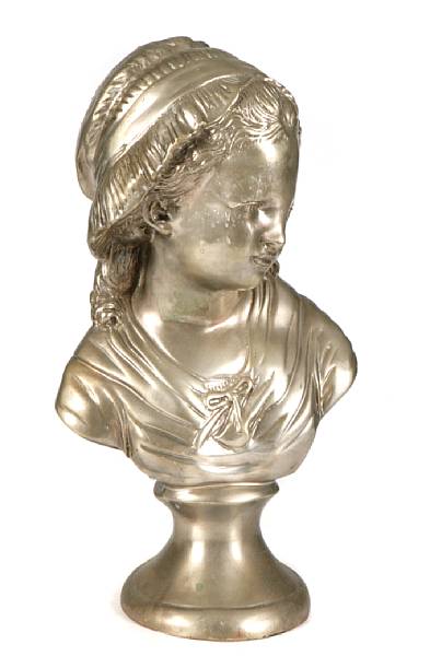 Appraisal: A silvered bronze bust of a girl height in width