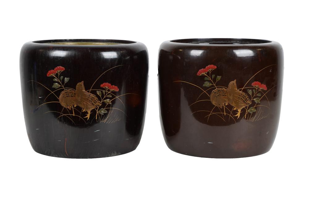 Appraisal: PAIR OF JAPANESE LACQUERED PLANTERSCondition one liner nicks scratches and