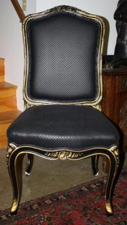 Appraisal: Set of ornate French gilt and black paint upholstered dining