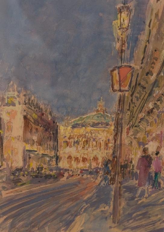 Appraisal: JOHN LINFIELD b AVENUE DE L'OPERA signed lower left watercolour