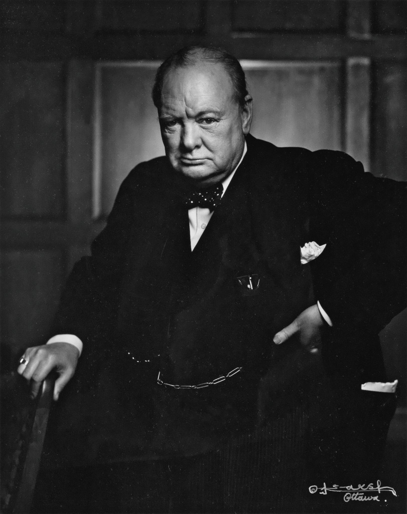 Appraisal: YOUSUF KARSH - Portrait of Winston Churchill Silver print the