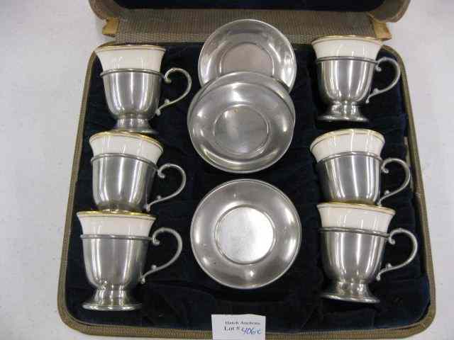 Appraisal: Set of Pewter Lenox Demitasse Cups fine ivory gold porcelain