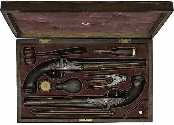 Appraisal: Cased Set of Belgian Percussion Pistols caliber rifled tapered round