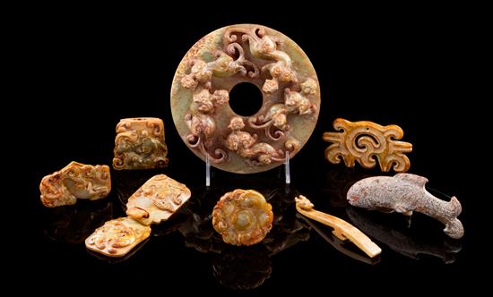 Appraisal: Sale Lot A Group of Nine Archaistic Jade Articles comprising