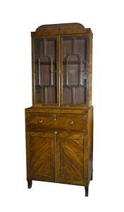 Appraisal: A George III mahogany secretaire bookcase with moulded cornice enclosed