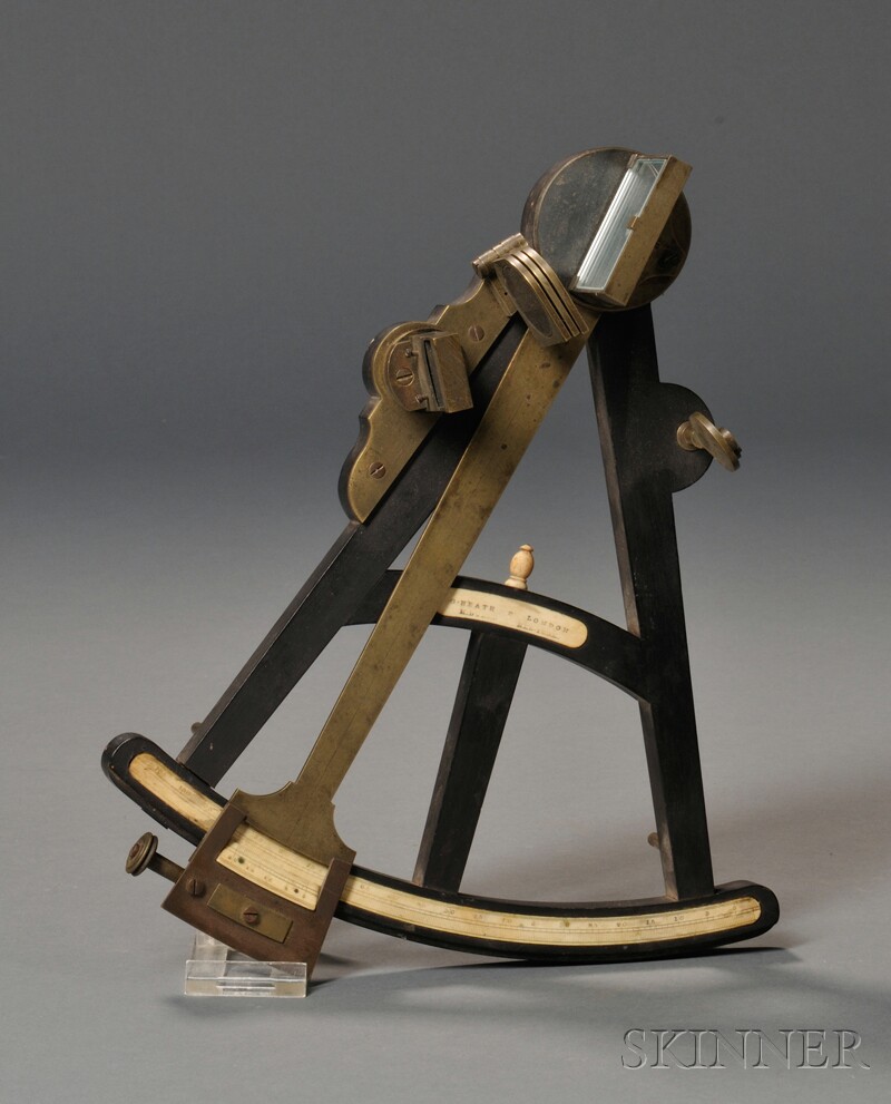 Appraisal: Ebony Octant with brass sliding index arm bone scale divided