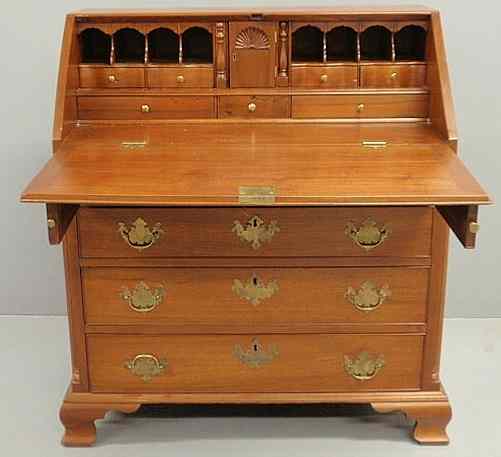 Appraisal: Chippendale mahogany slant-front desk with a pigeonholed and step-down document