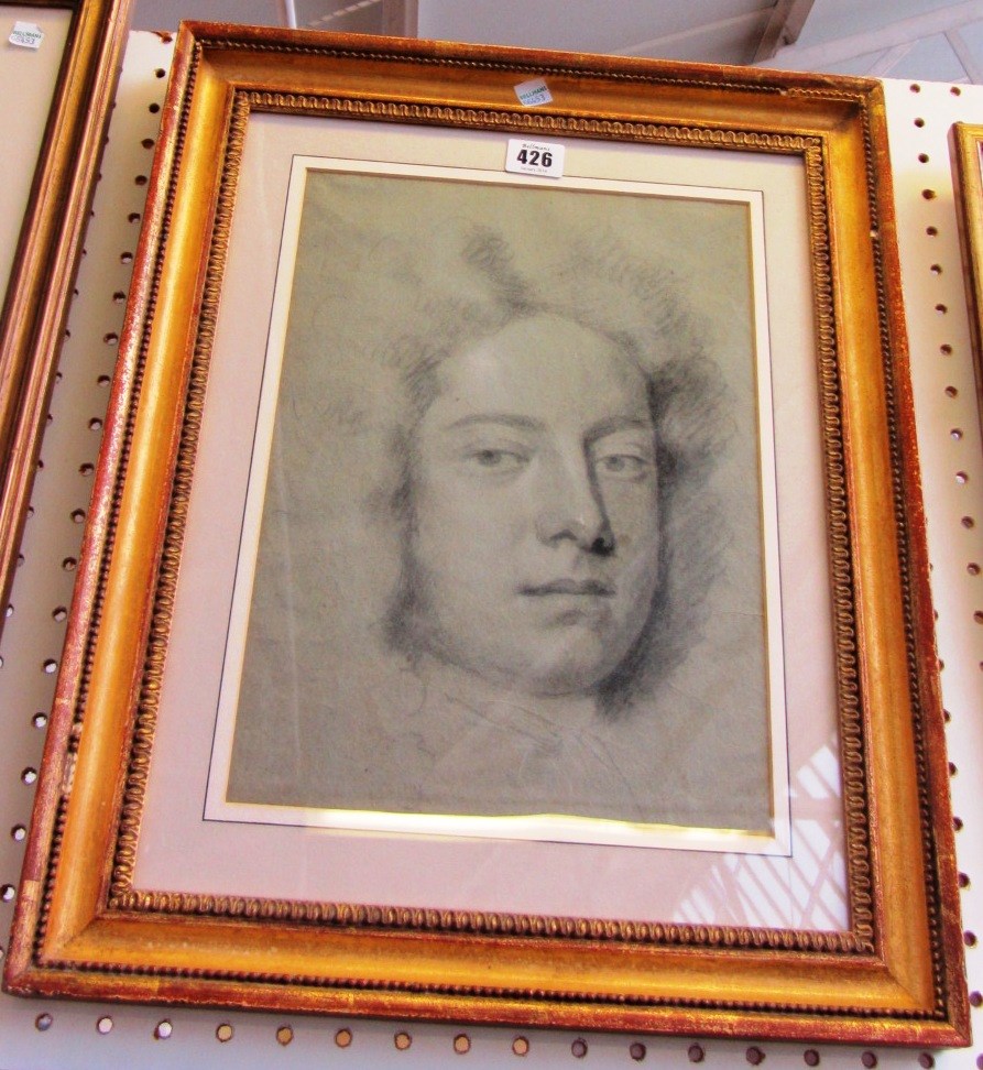 Appraisal: Circle of Sir Godfrey Kneller Portrait of a gentleman charcoal