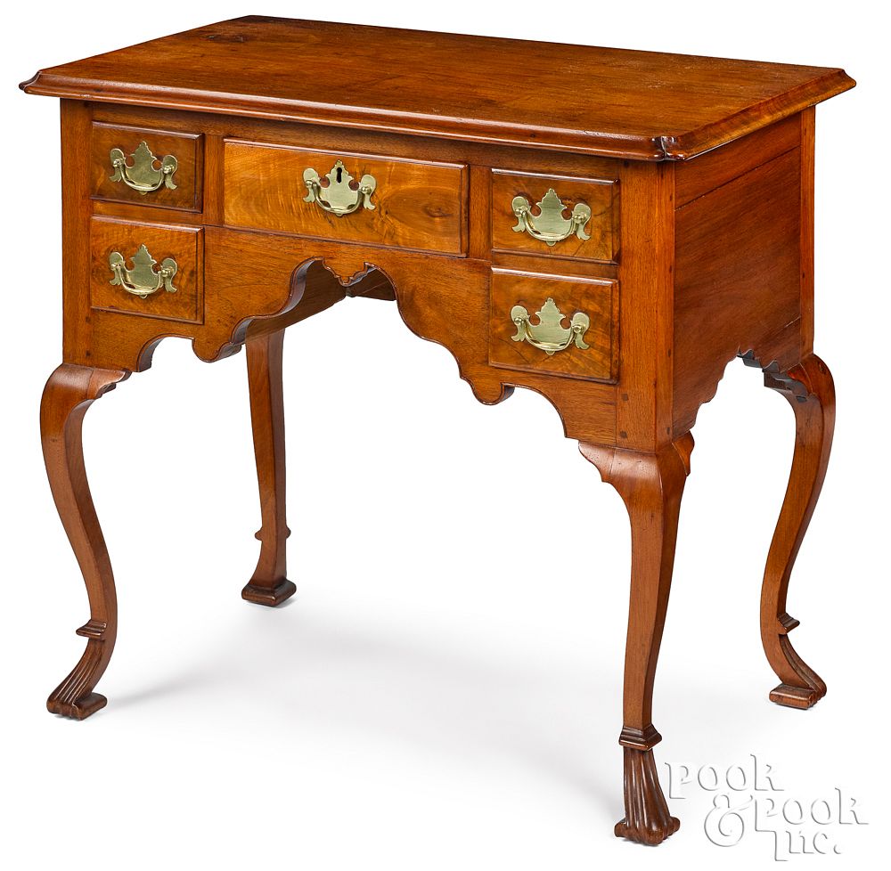 Appraisal: Delaware Valley Queen Anne walnut dressing table Delaware Valley Queen