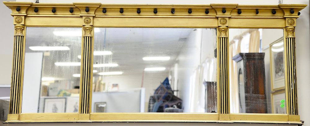 Appraisal: Three Federal mirrors including gilt and black painted over the