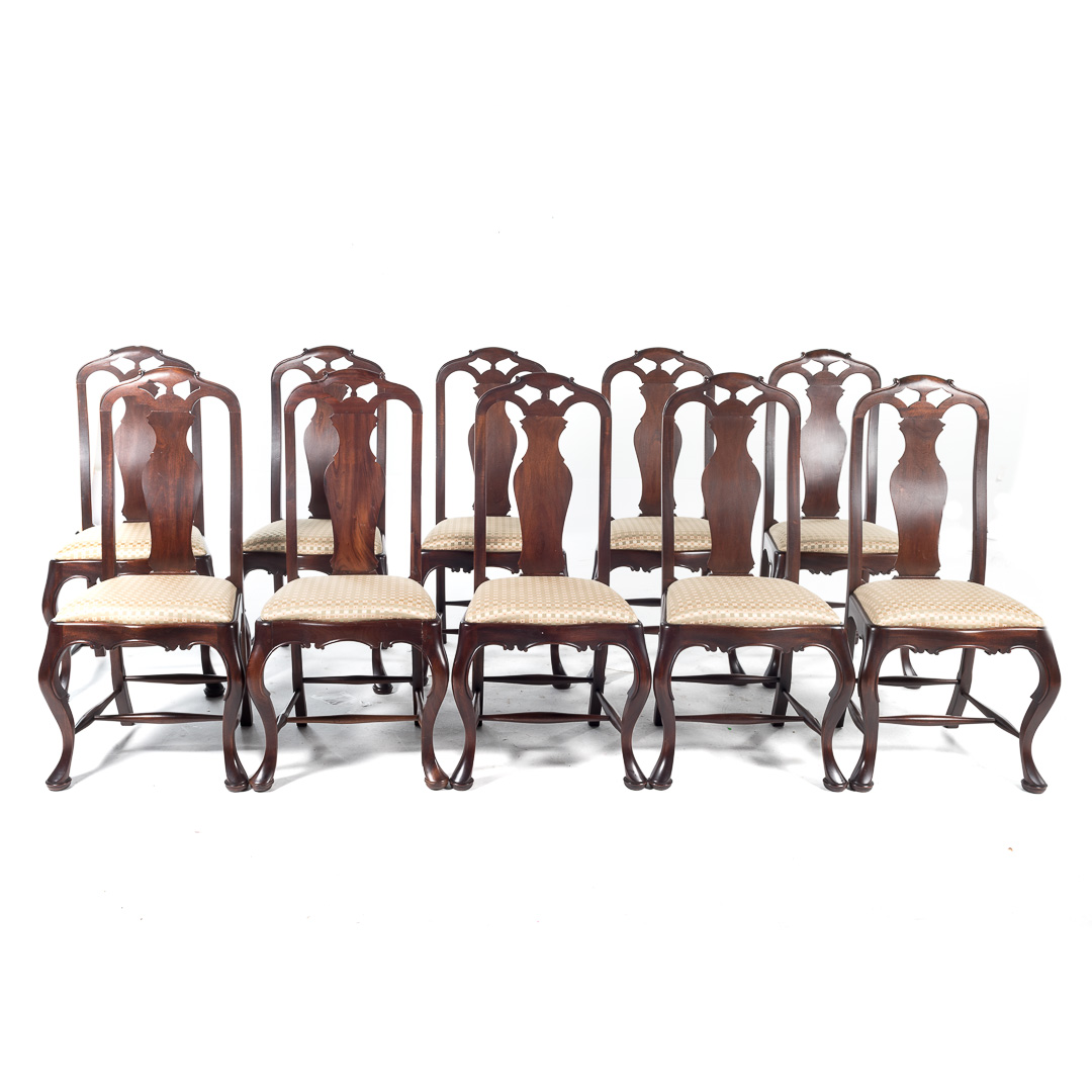 Appraisal: Dutch style mahogany dining chairs th century curved crest rail