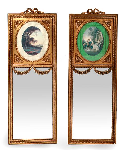 Appraisal: A pair of Louis XVI style carved and gilt trumeau