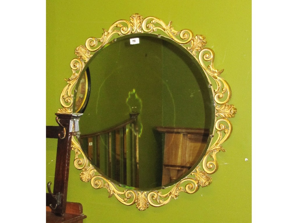 Appraisal: Gilt circular wall mirror