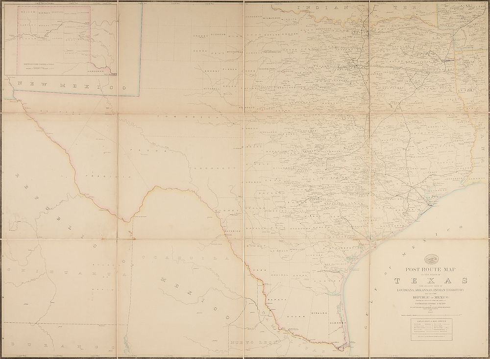 Appraisal: AN ANTIQUE POSTAL MAP Post Route Map of the State