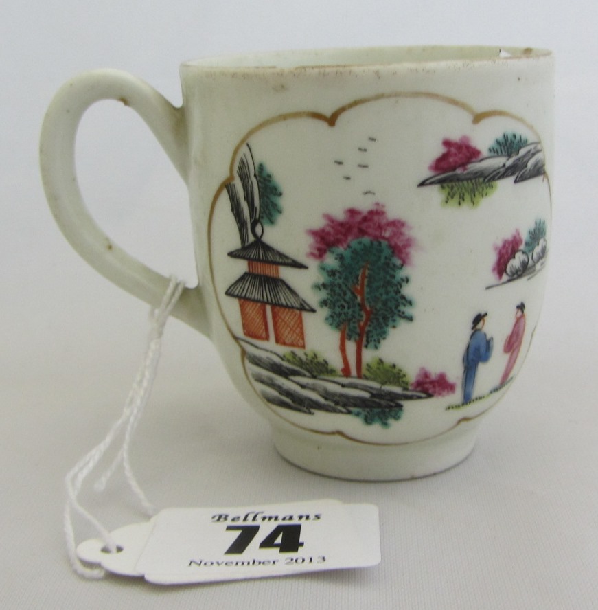 Appraisal: A Worcester coffee cup circa painted in famille-rose enamels with