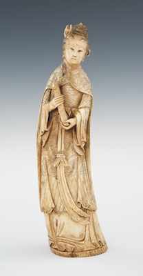 Appraisal: A Large Carved Ivory Empress Figure Carved standing conforming to