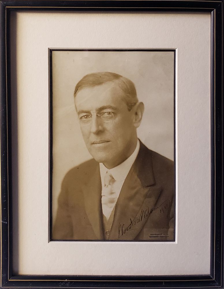 Appraisal: Antique Woodrow Wilson Signed Black and White Photograph Antique Woodrow