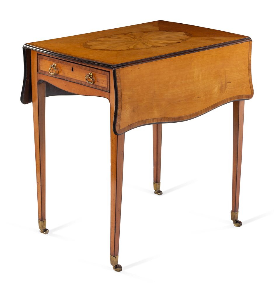 Appraisal: A George III Satinwood Mahogany and Marquetry Pembroke Table A