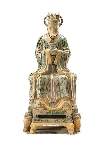 Appraisal: A massive polychrome enameled pottery zodiac figure th Century Depicting