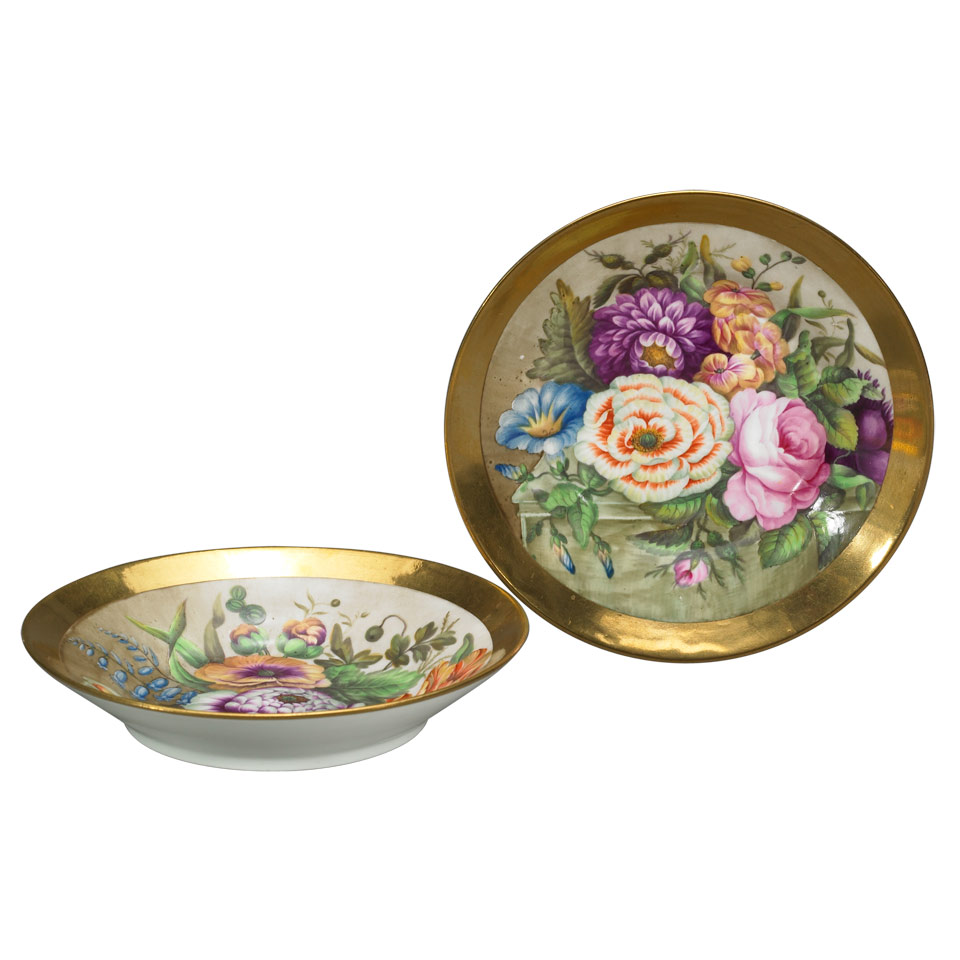 Appraisal: Pair of Minton Floral Painted Saucers c - painted interlaced