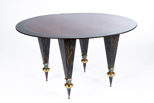 Appraisal: GARY KNOX BENNETT Exotic burlwood round table Signed In Oakland