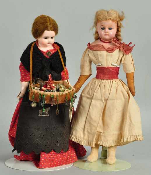 Appraisal: Lot of German Dolls Description Wax over shoulder head with