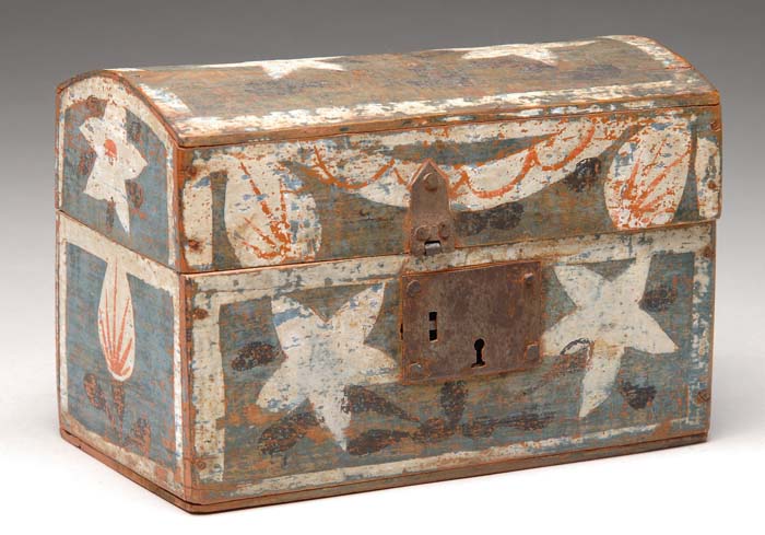 Appraisal: PAINT DECORATED MINIATURE DOME TOP BOX Early dome top box