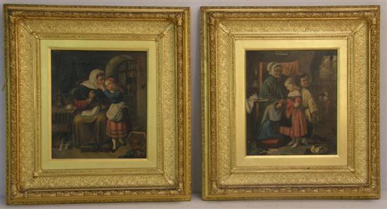 Appraisal: Pair of th century English School interior scenes one of