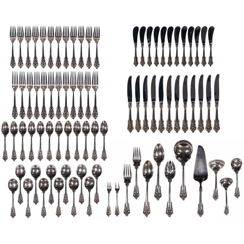 Appraisal: WALLACE GRANDE BAROQUE STERLING SILVER FLATWARE SERVICE pieces including -inch